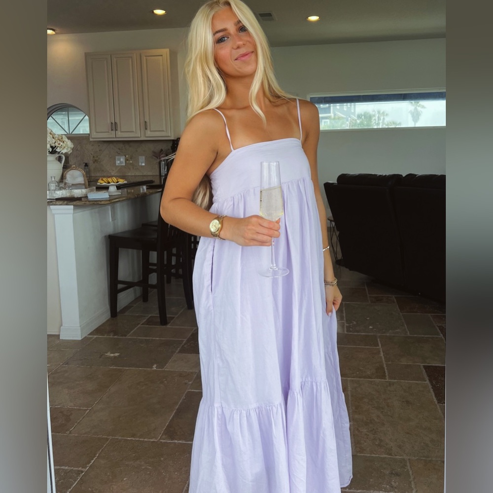 SOLD | Lilac Petal & Pup Maxi Dress
